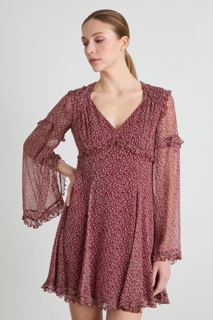 All-over frill dress - BORDEAUX