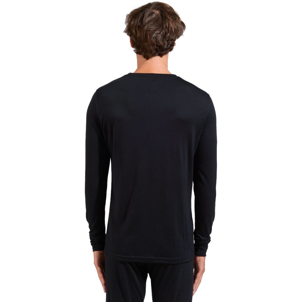 Odlo Natural Merino 200 Crew Neck Long-Sleeve Base Layer Top Men - black