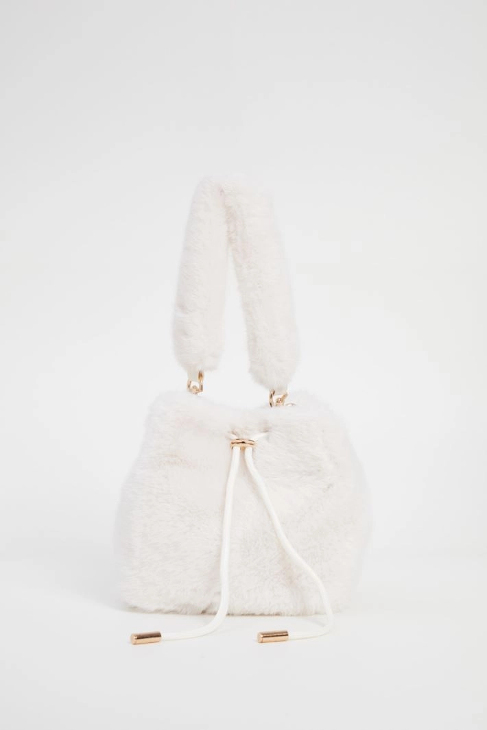 Plush satchel bag - WHITE