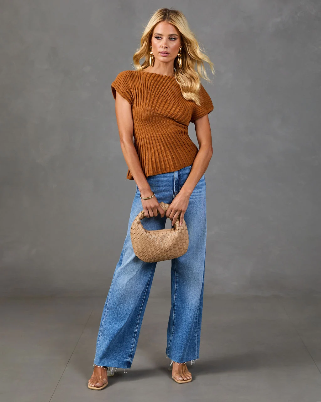 Styled to Stay Ribbed Knit Asymmetric Hem Top