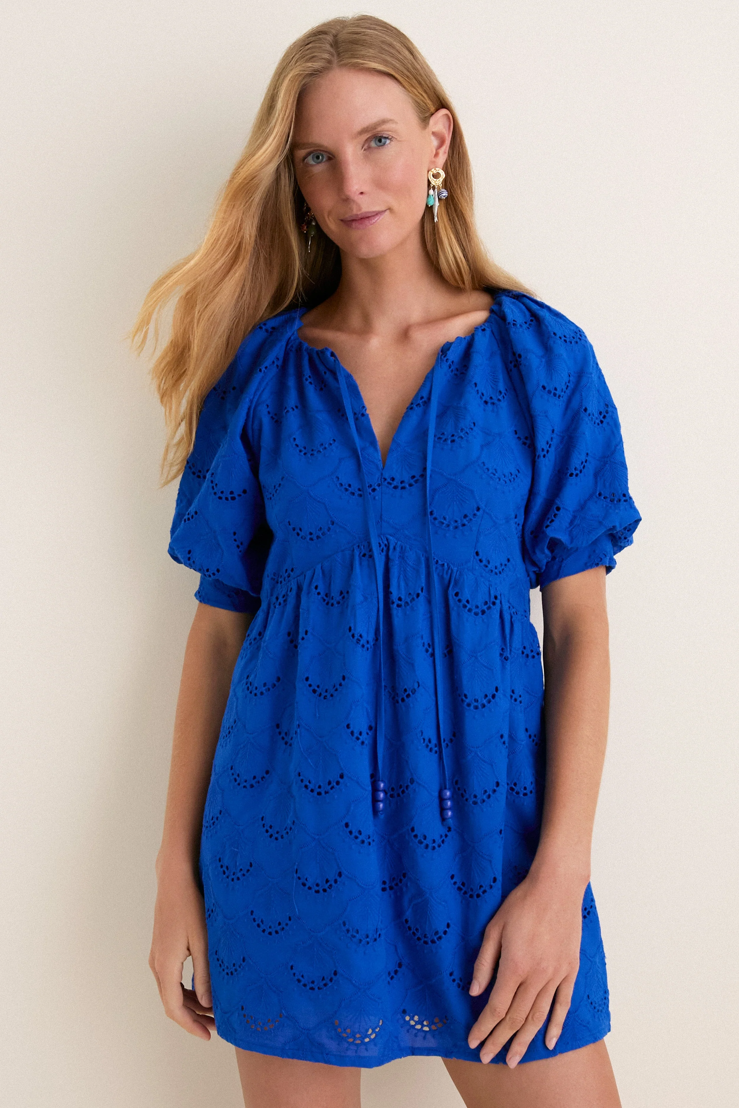 Royal Blue Eyelet Alexandra Mini Dress
