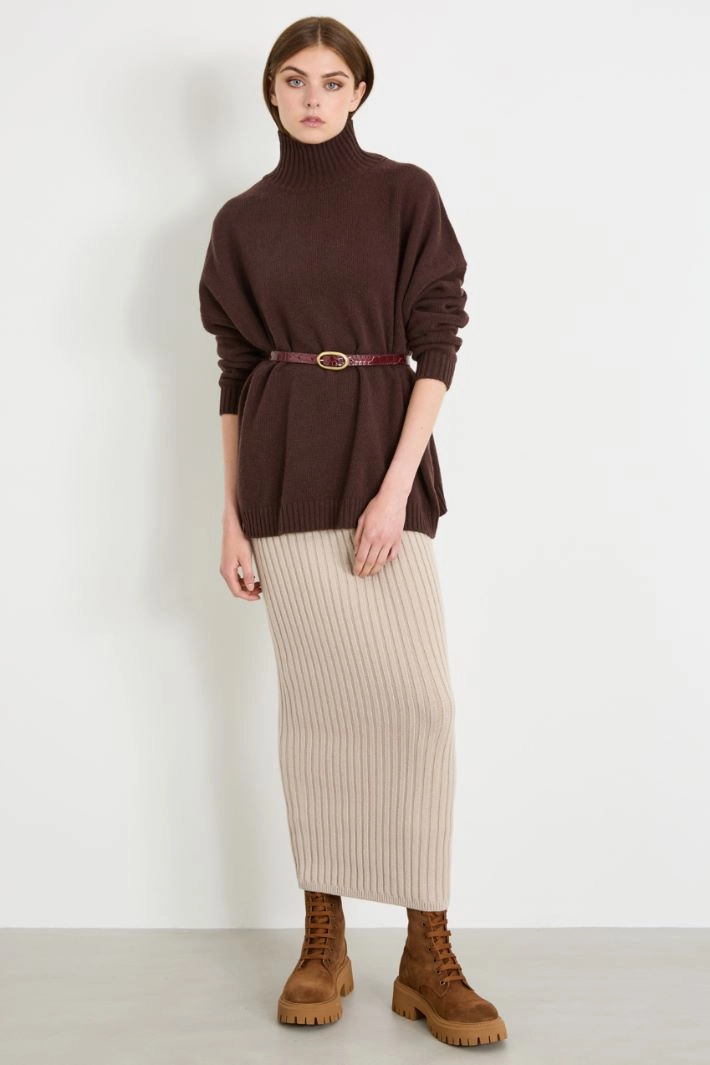 Wool and cashmere knit skirt - SAND