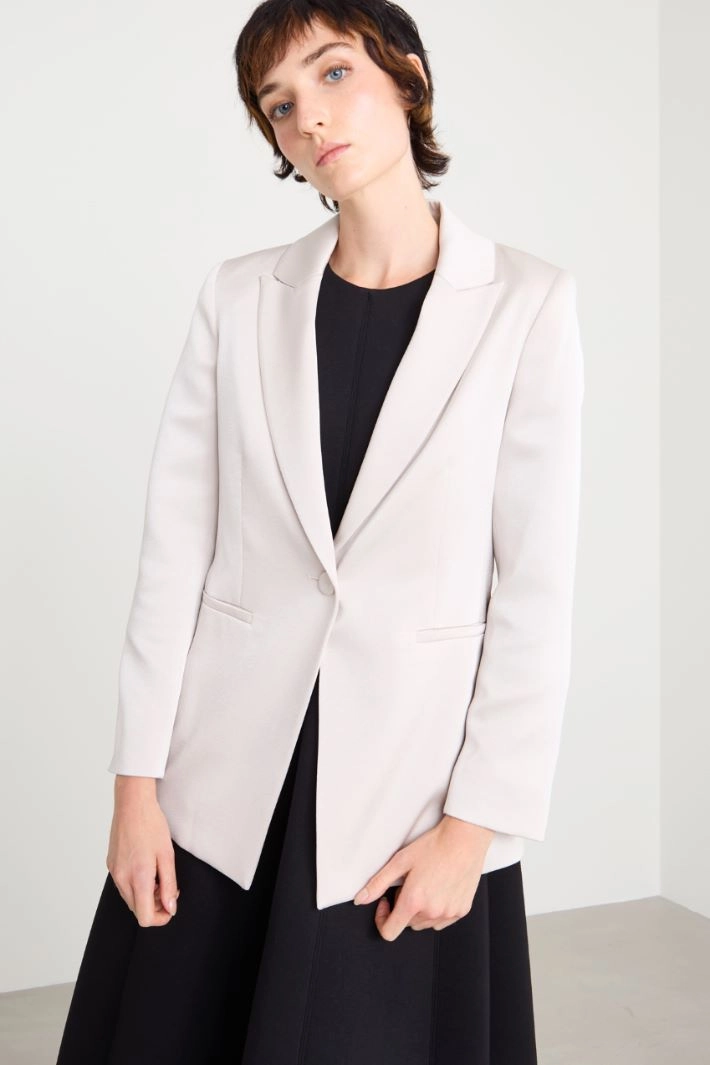 Blazer in shiny envers satin - WHITE