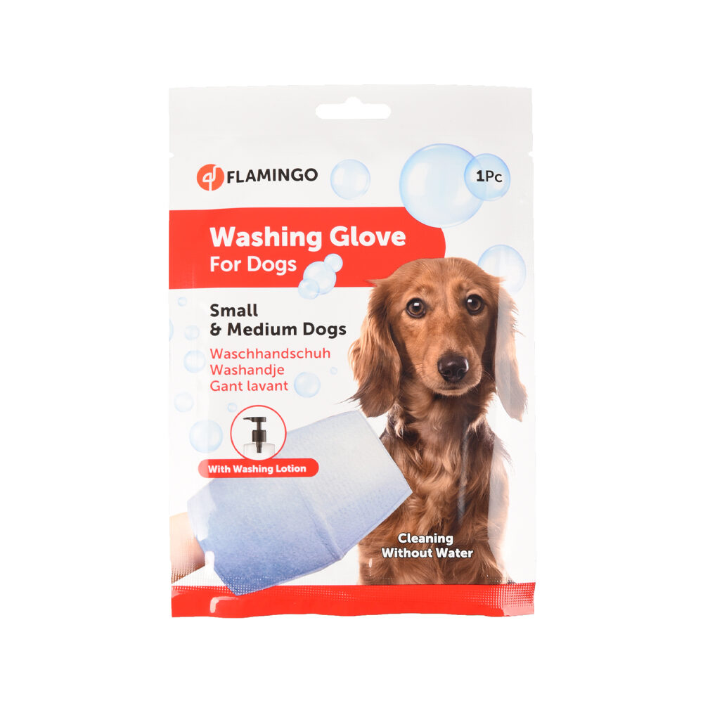 Flamingo Dog Wash Mitt - S/M