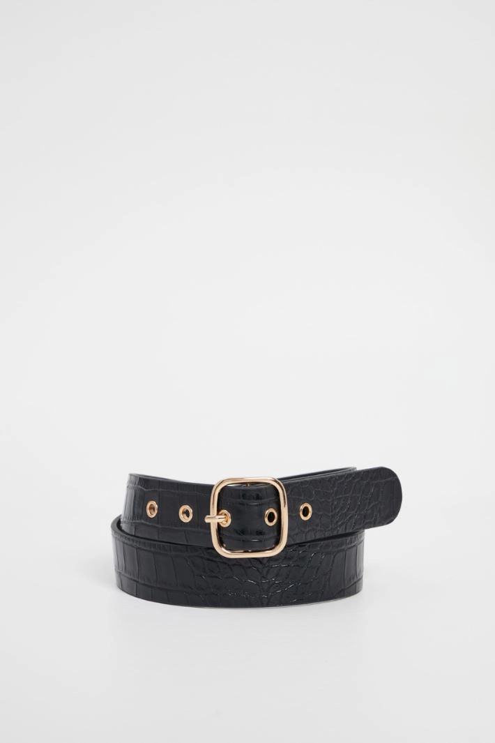 Crocodile print belt - BLACK