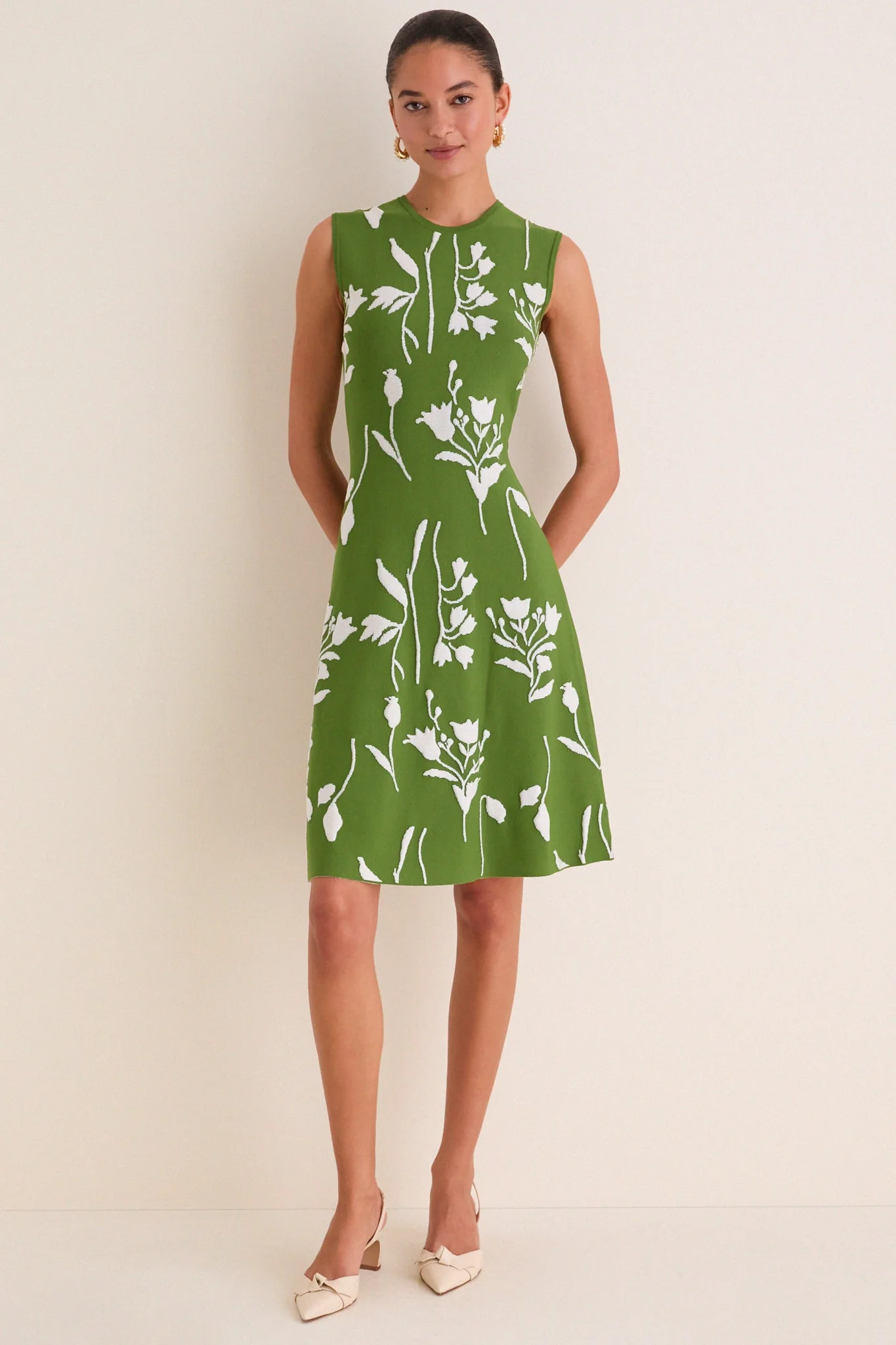 Cactus and Cream Jacquard Mini Dress