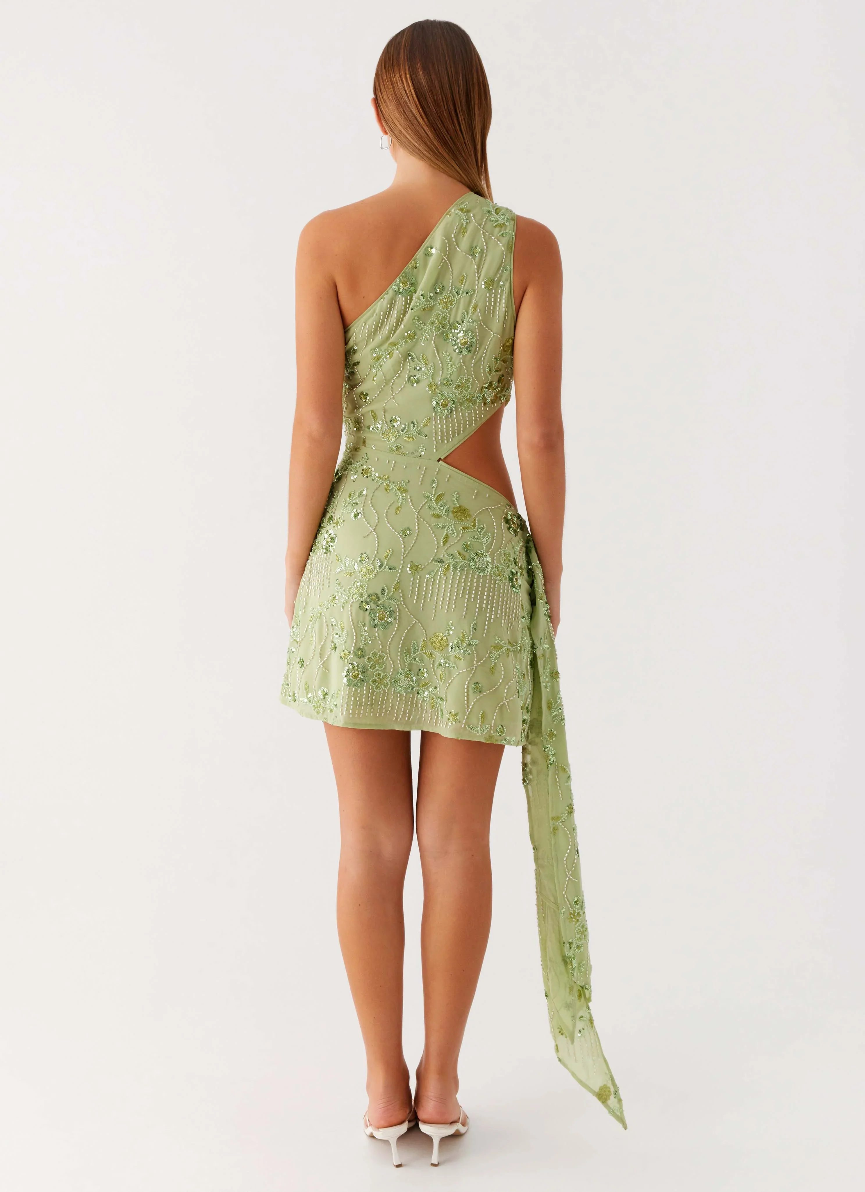 Juelz Beaded Mini Dress - Lime
