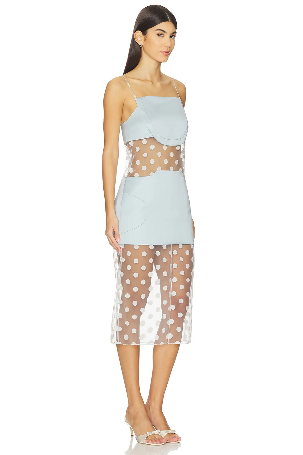 Sheer Panelled Slip Midi Dress