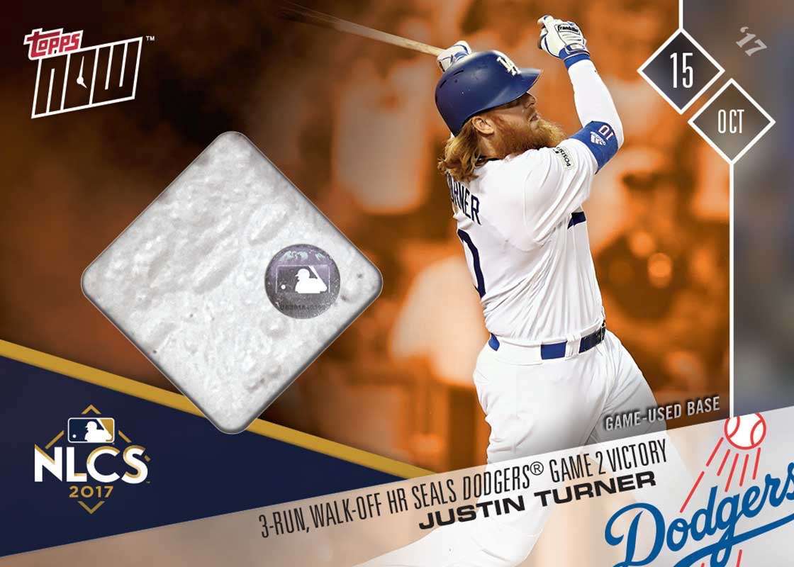 Game Used Base Card # to 5 - Justin Turner 3-Run Walk Off HR - TOPPS NOW®