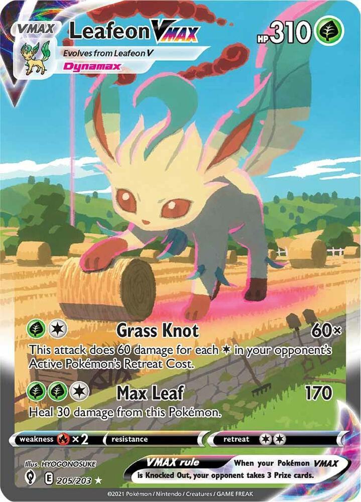 Pokemon SWSH07: Evolving Skies 205/203 Leafeon VMAX (Alternate Art Secret) Near Mint