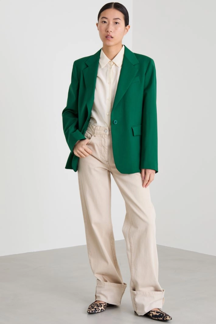 Wool canvas blazer - GREEN