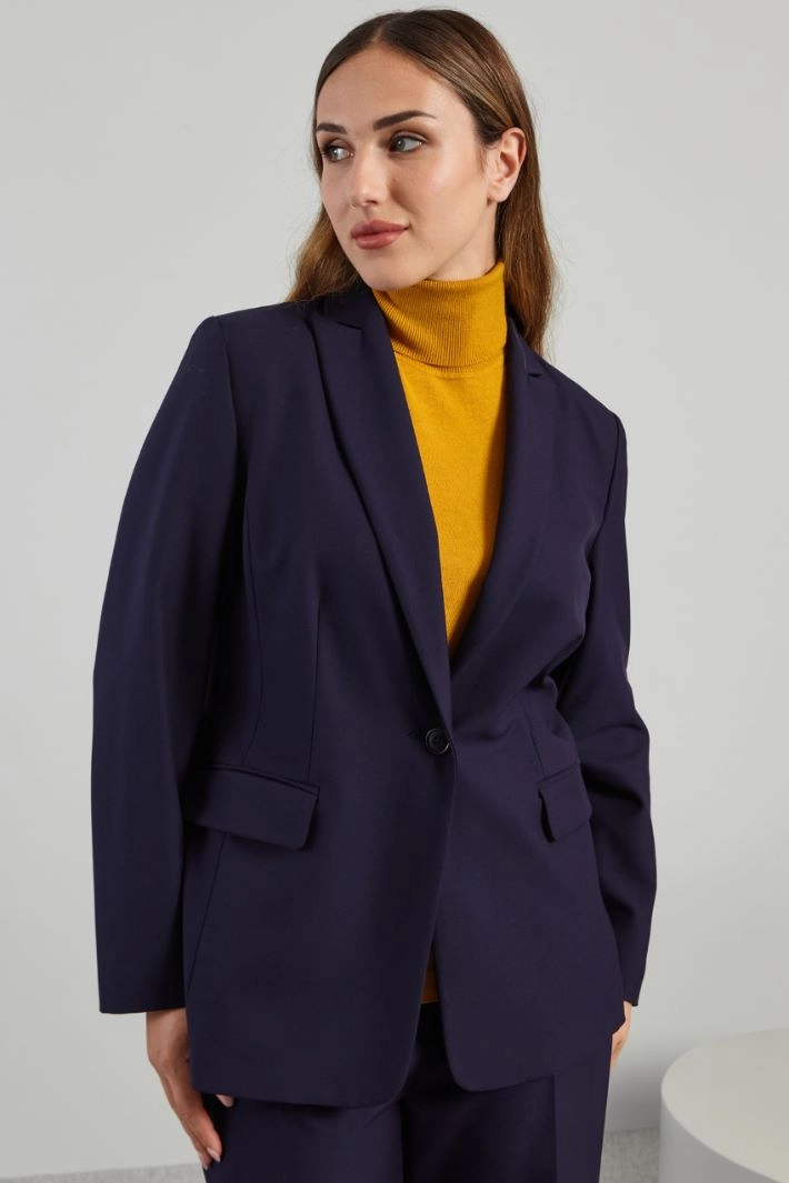 Slim fit viscose blazer - NIGHT BLUE