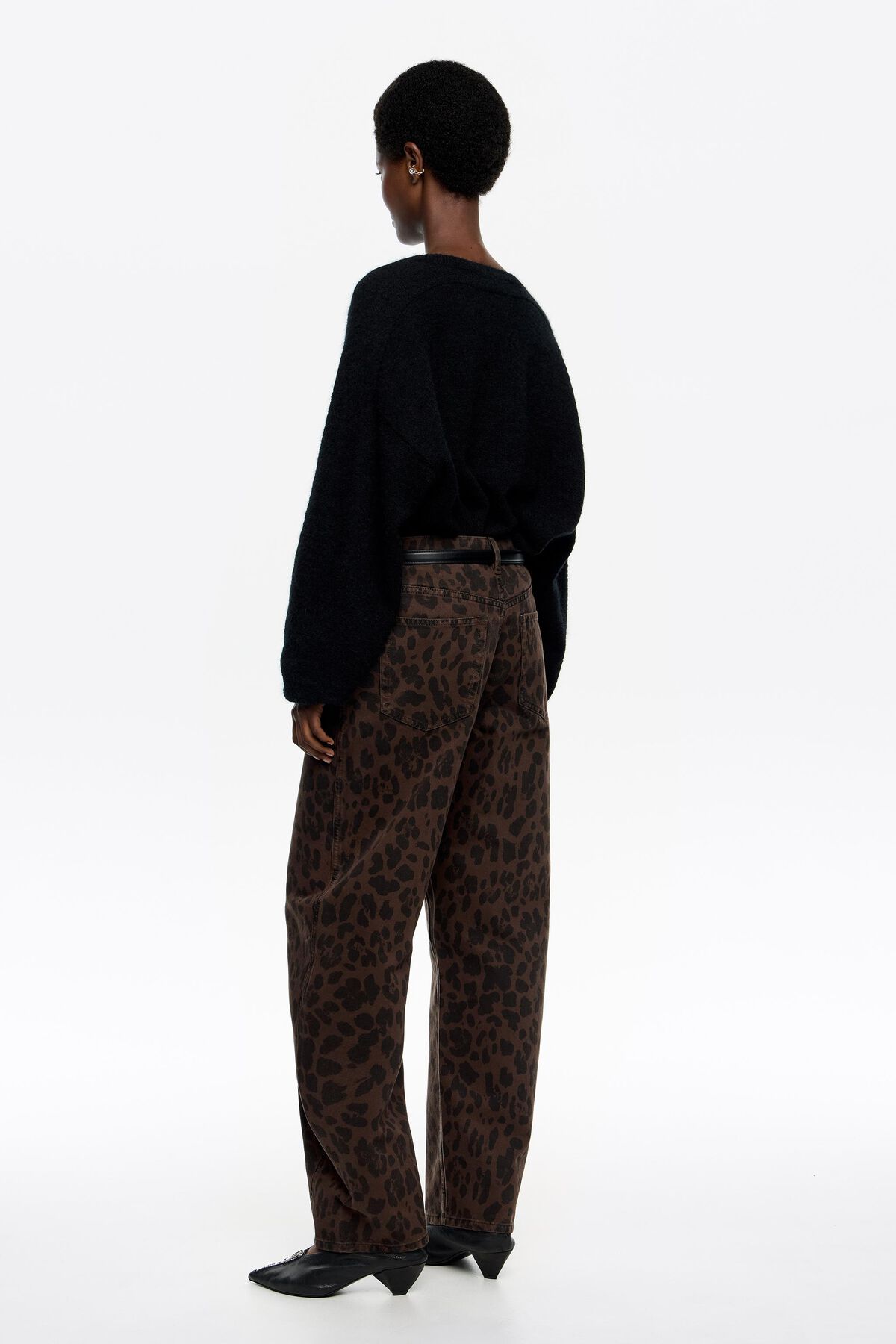 BARREL - Dark brown Leopard Big jeans