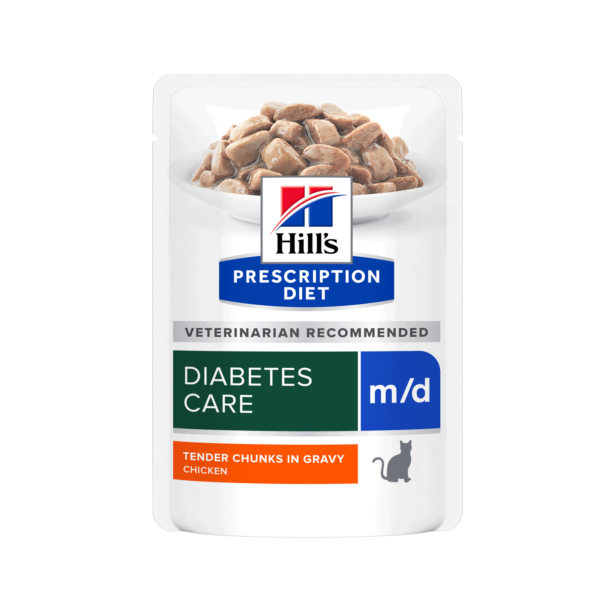 Hill's Prescription Diet m/d Diabetes Care Cat Food – Pouch - Chicken - 12 x85 g