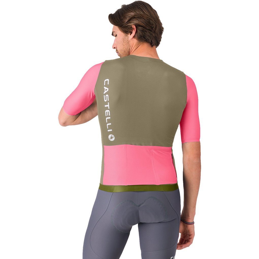 Castelli Corretto Jersey Men - elmwood/rosa giro-white 204