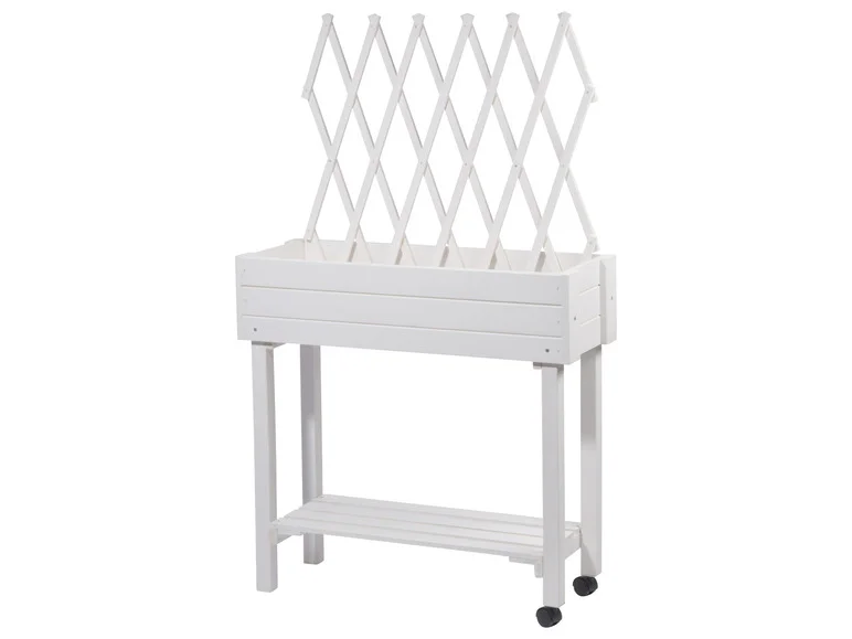 dobar Jardinière surélevée à roulettes avec treillis, L 79 x l 28,5 x H130 cm