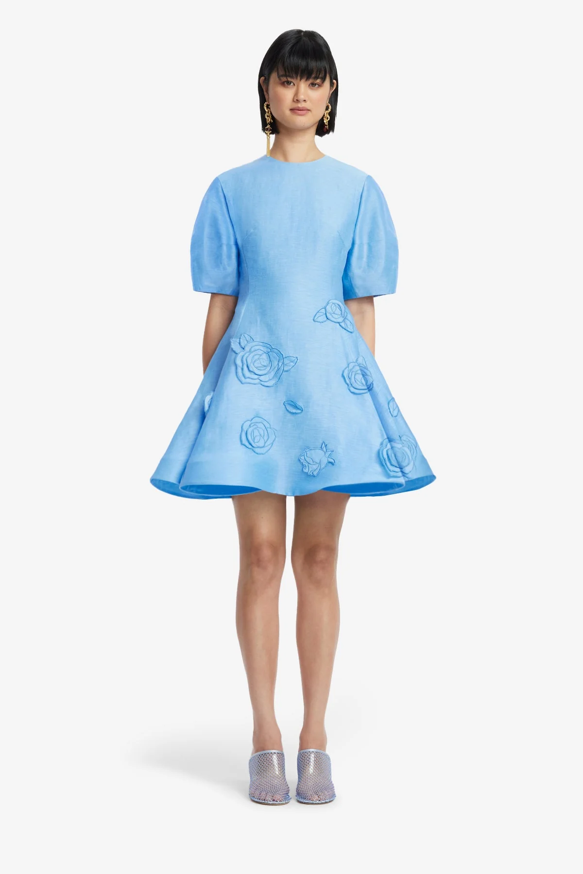 Simona Appliqué Mini Dress - Pastel Blue