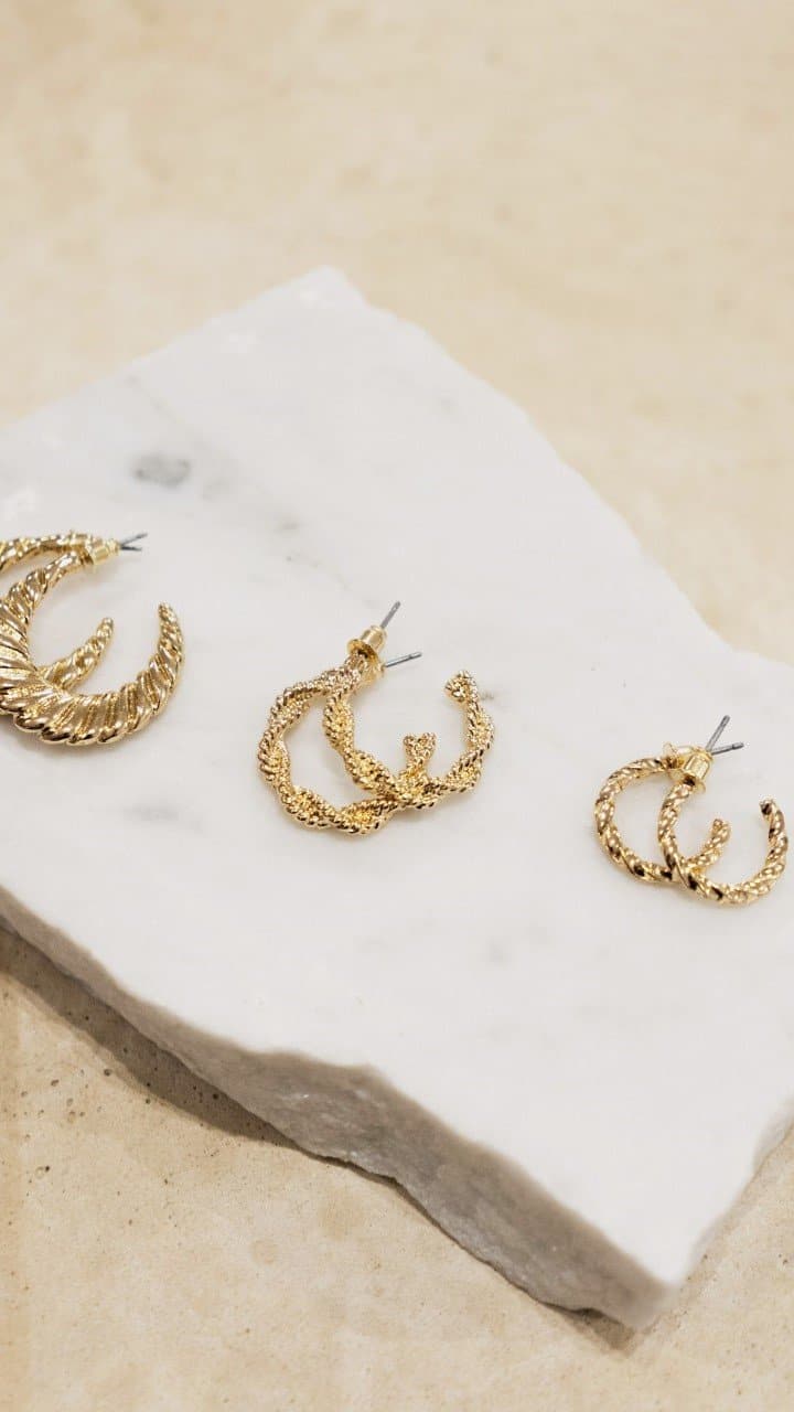 Reta Triple Pack Earrings - Gold