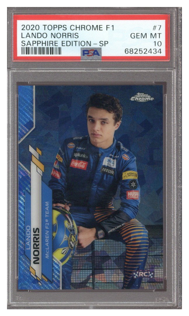 2020 Topps Chrome Sapphire F1 Lando Norris RC #7 PSA 10