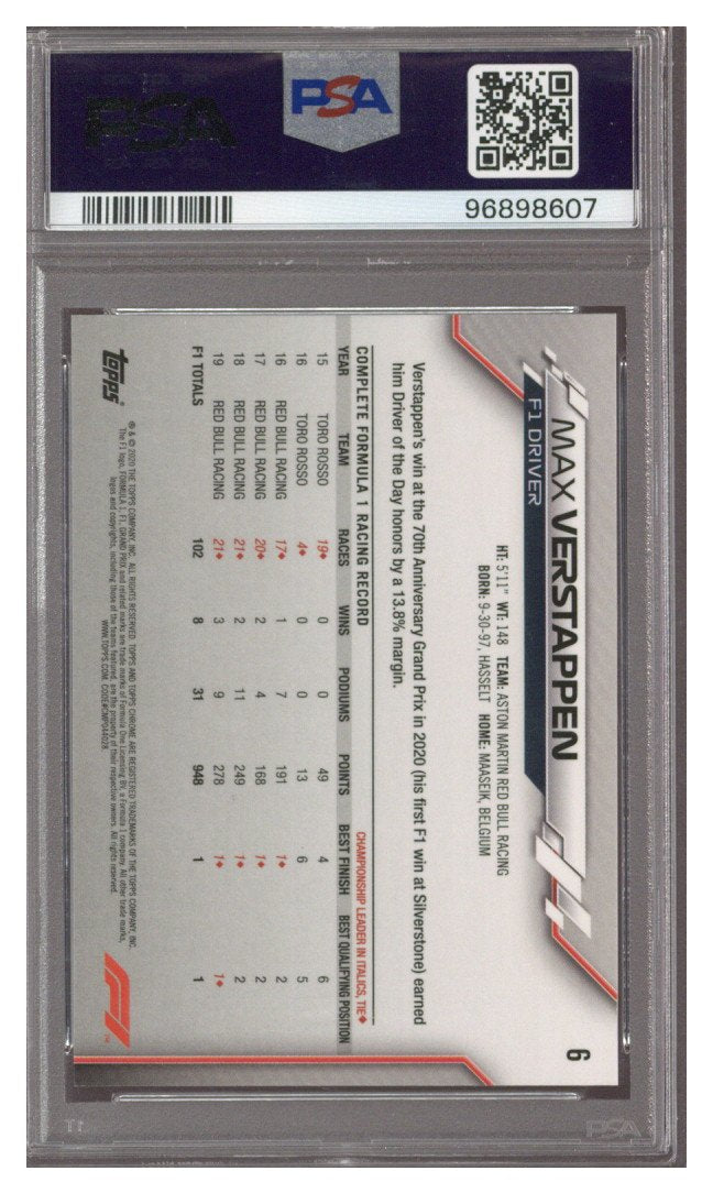 2020 Topps Chrome F1 Max Verstappen Card #6 PSA 10