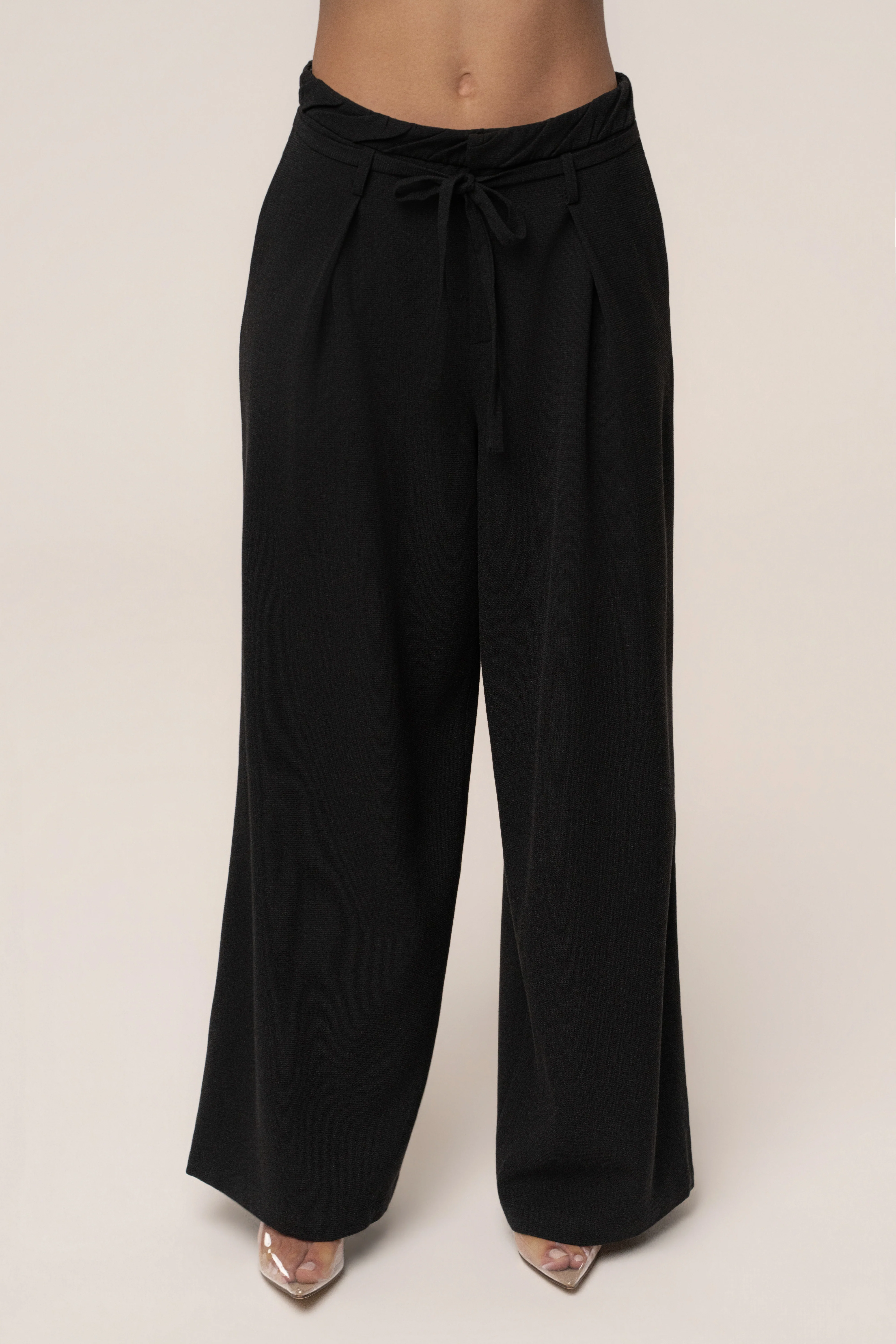 Black Refined Ease Wide Leg Pants