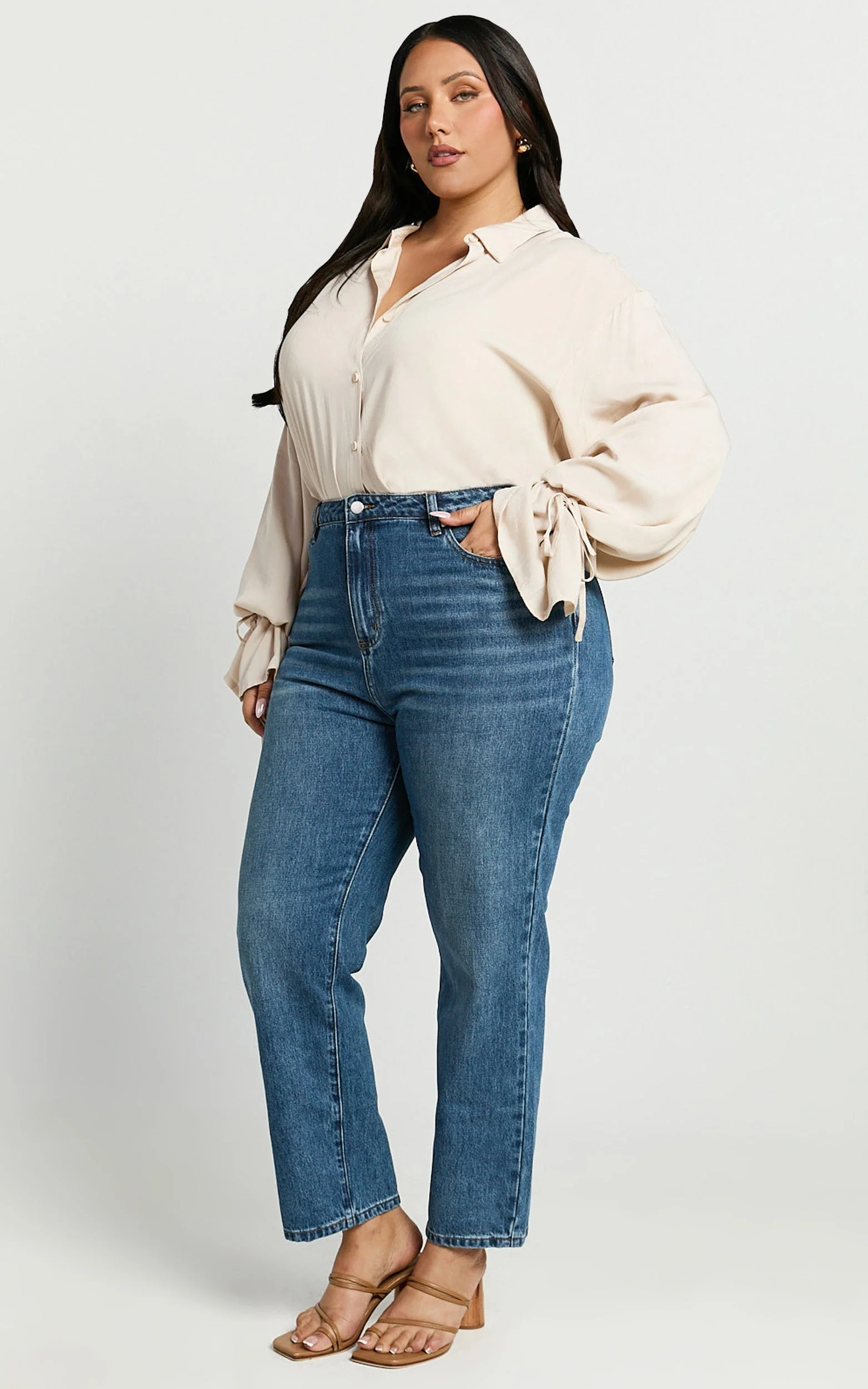 Billie Jeans - High Waisted Recycled Cotton Mom Denim Jeans in Dark Blue Wash