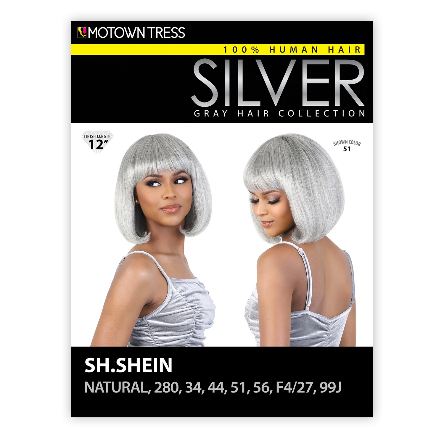 Motown Tress Human Hair Wig Silver Gray Hair Collection SH.Shein
