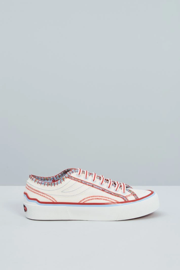 Canvas trainers - WHITE RED LIGHT BLUE