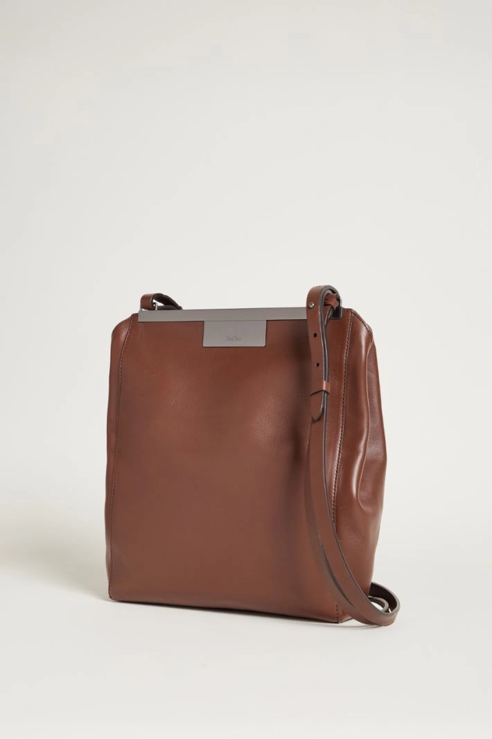 Natural leather shoulder bag - BROWN
