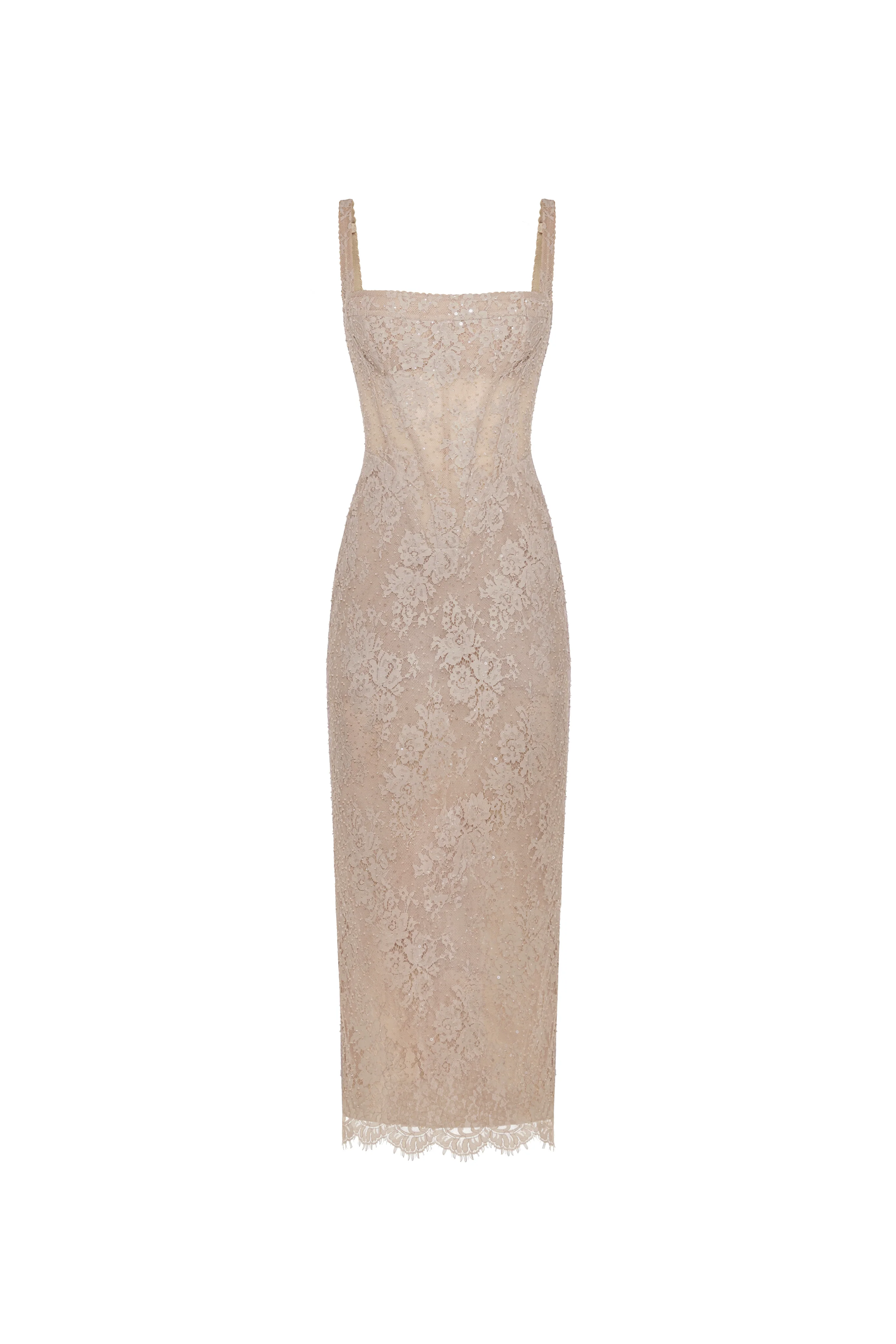 Beige sequinned maxi dress
