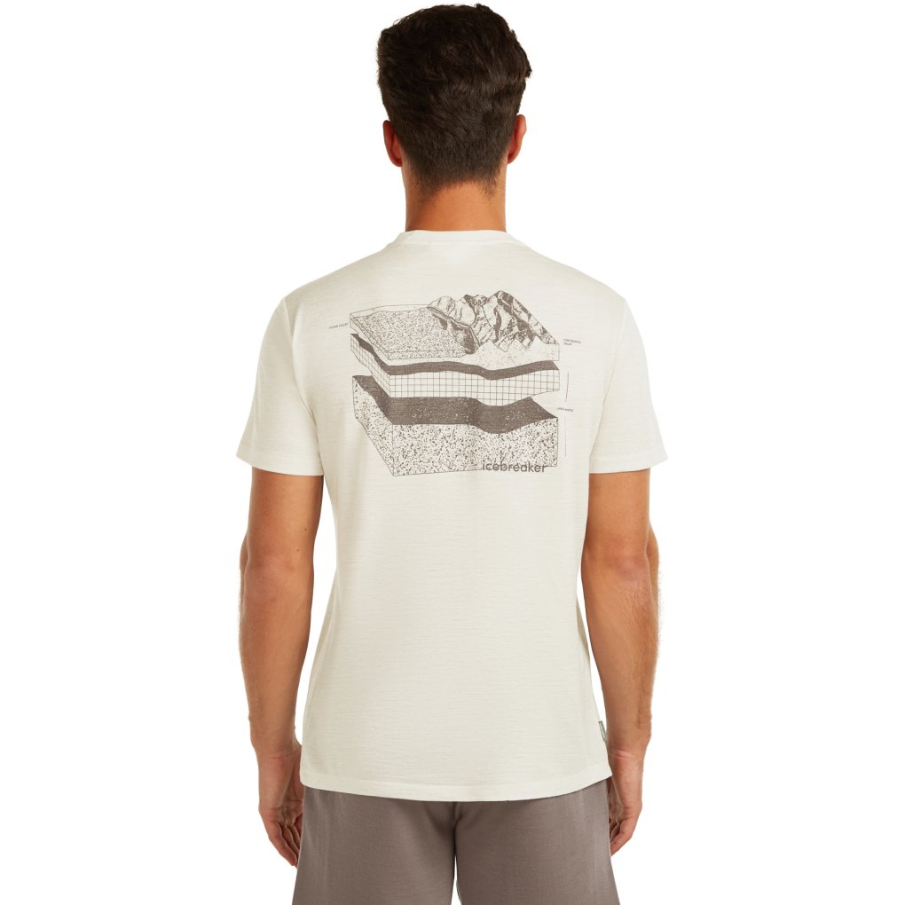 Icebreaker Merino 150 Tech Lite T-Shirt Evolving Layers Men - Ecru Hthr