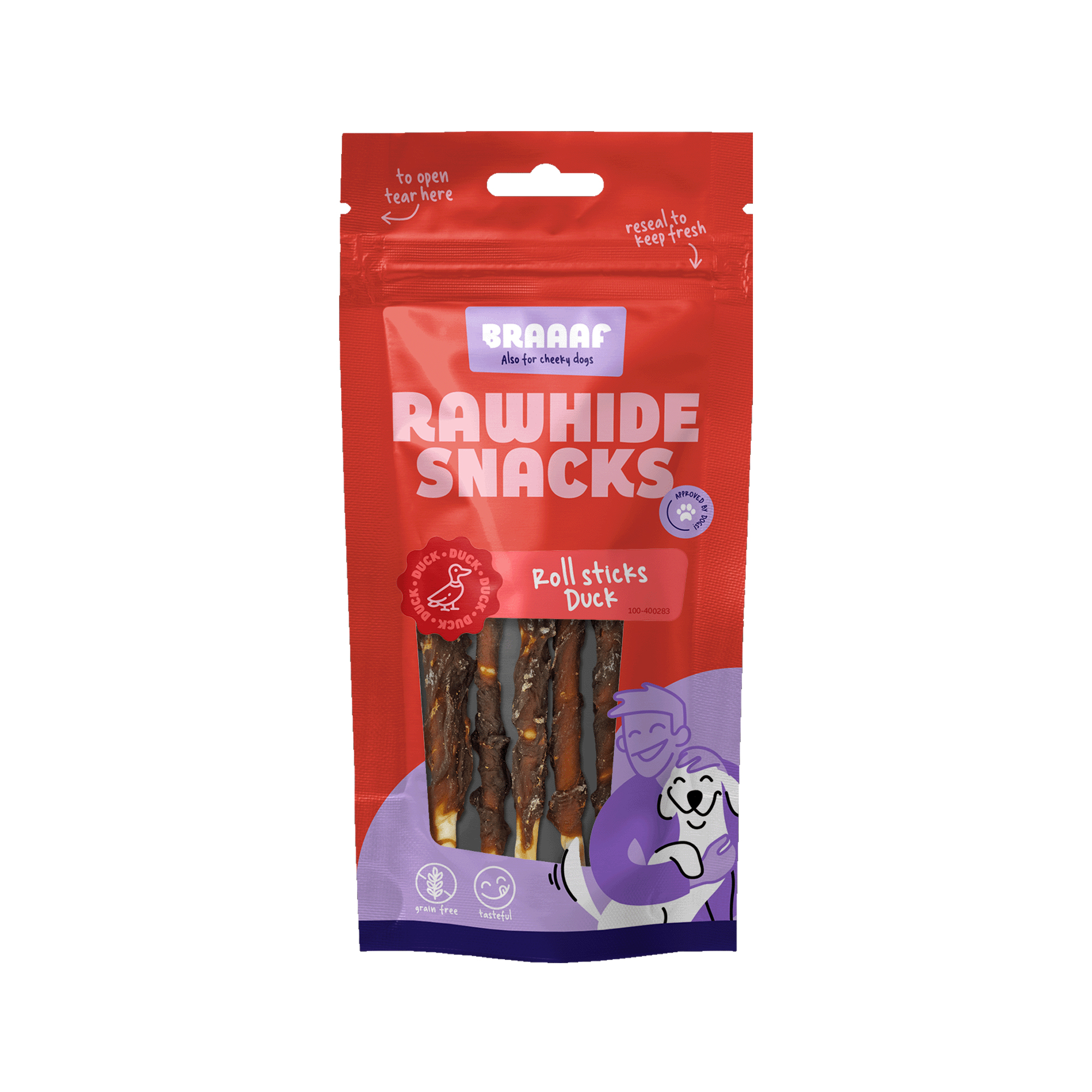 Braaaf Rollsticks - Dog snacks - Duck - 80 g