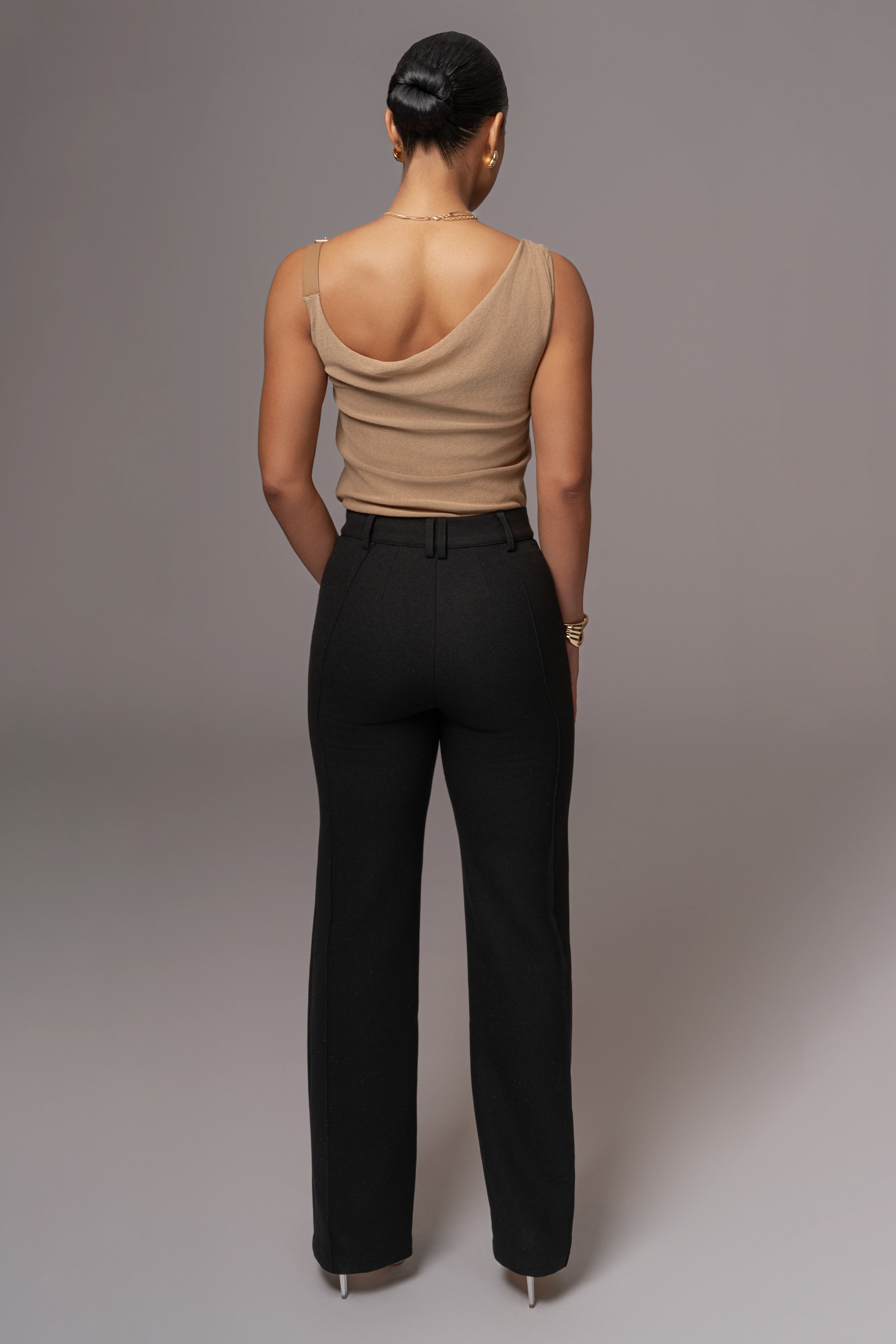 Beige Shanti Faux Buckle Top