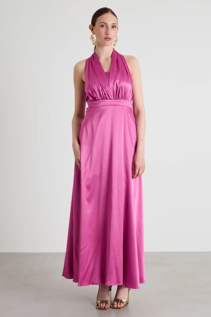 Long satin dress - CYCLAMEN
