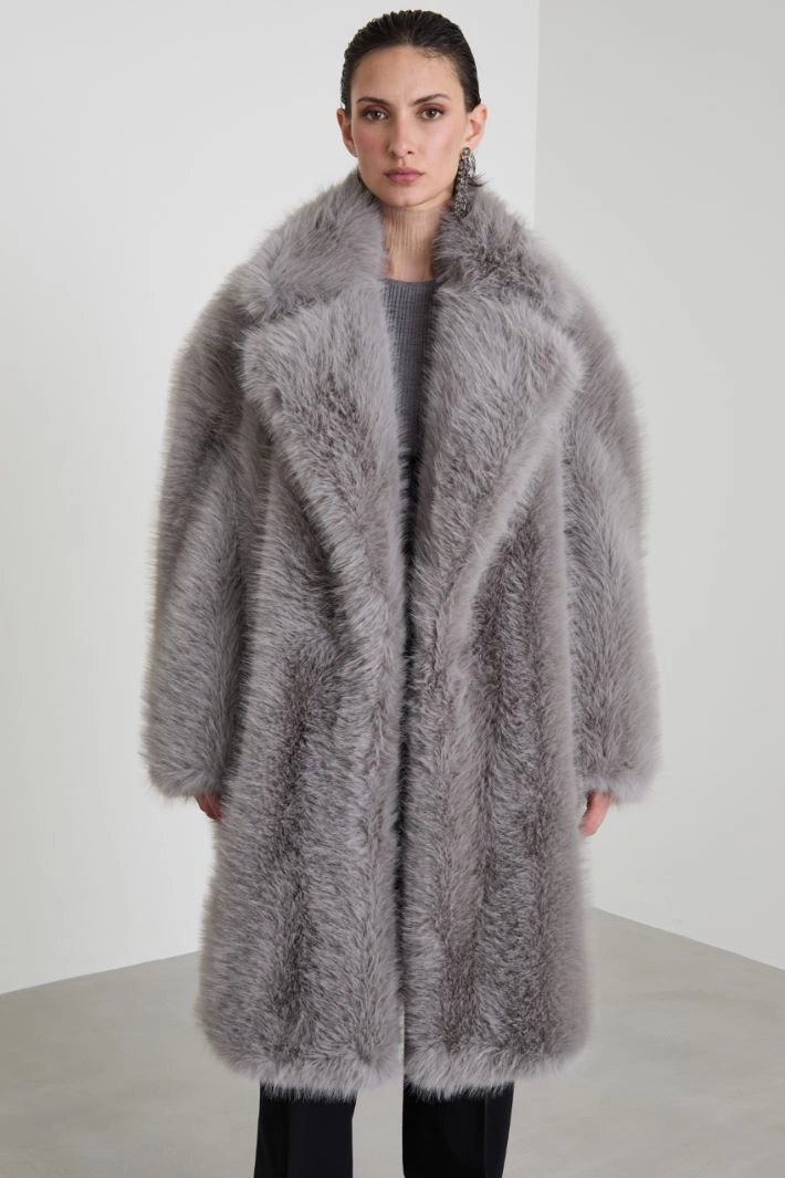 Coat in soft and warm fabric - GREY