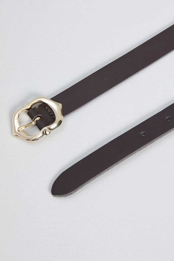 Genuine leather belt - DARK BROWN