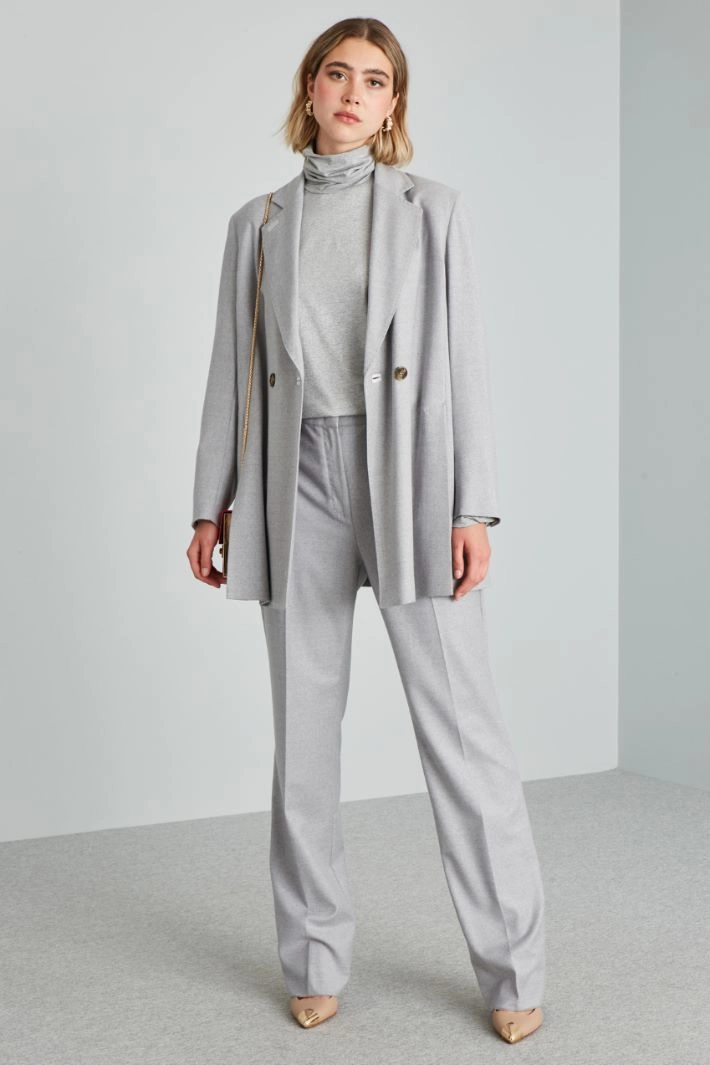 Straight flannel trousers - LIGHT GREY