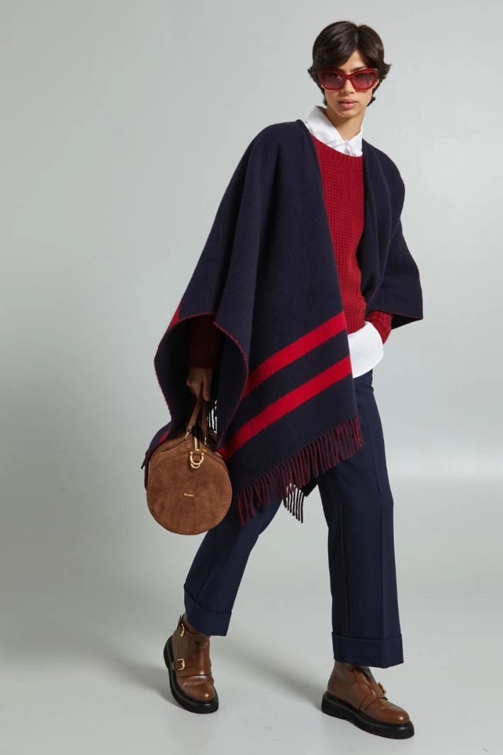 Wool blend cloak - BLUE RED