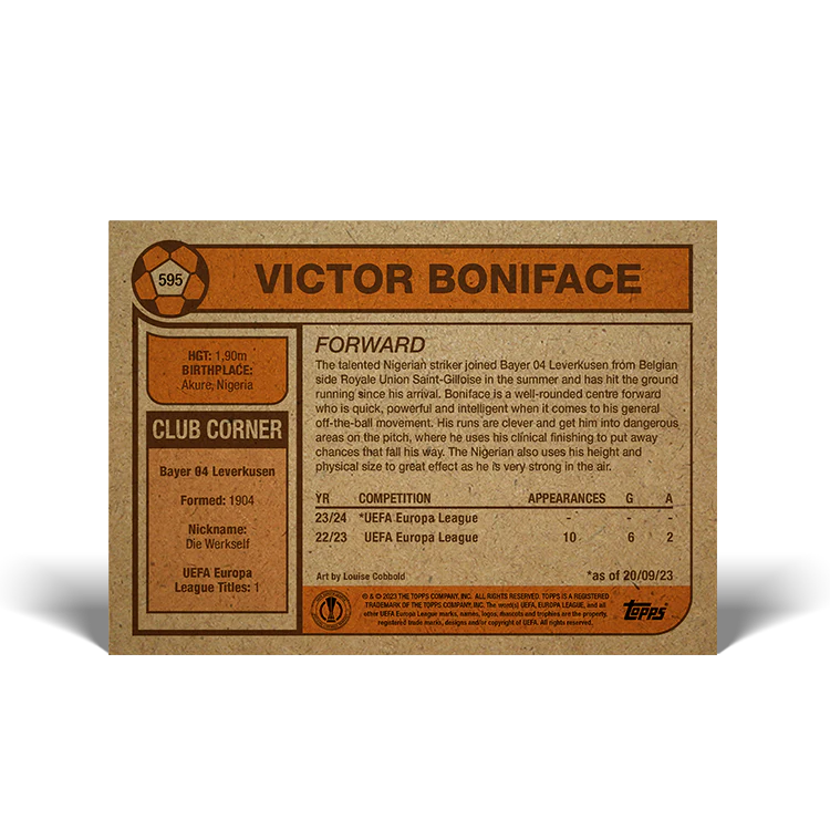 Topps UK - UCC Living Set Card #595 - Victor Boniface