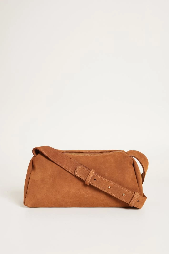 Suede shoulder bag - BROWN