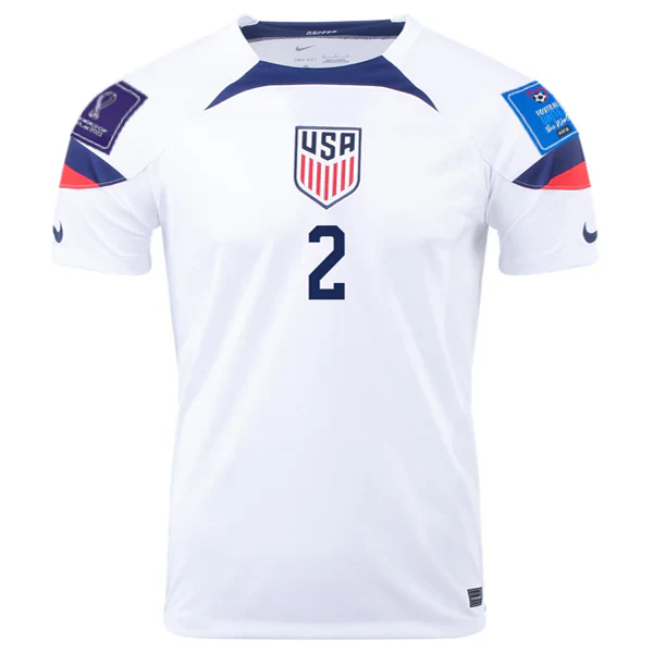United States Sergino Dest Home Jersey 22/23 w/ World Cup 2022 Patches (White/Loyal Blue)