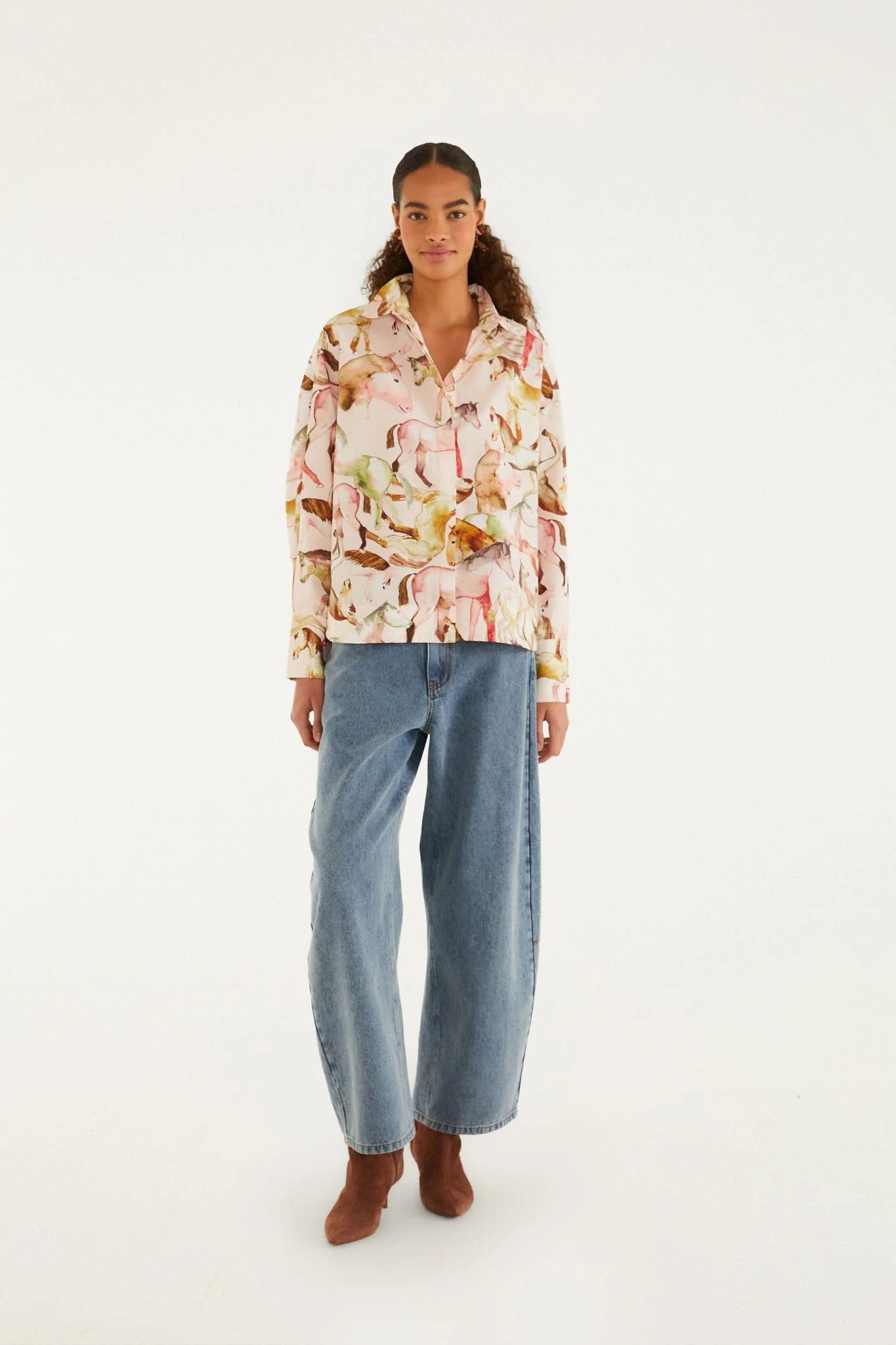 Light Pink Equestrian Buttoned Shirt