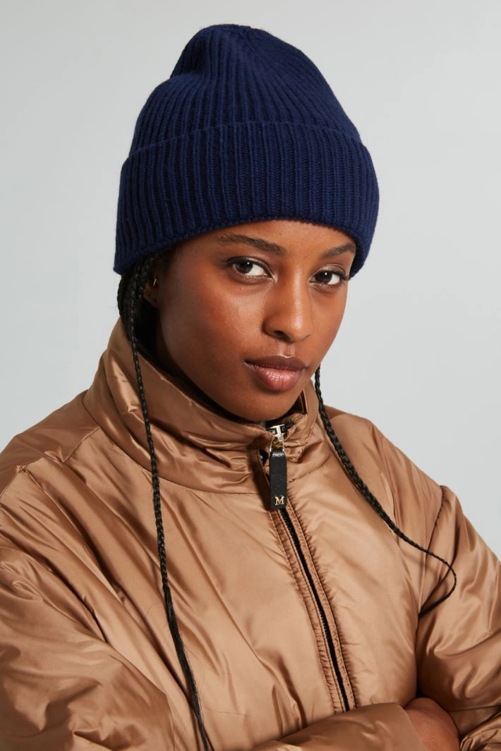 Turn-up beanie hat - NIGHT BLUE