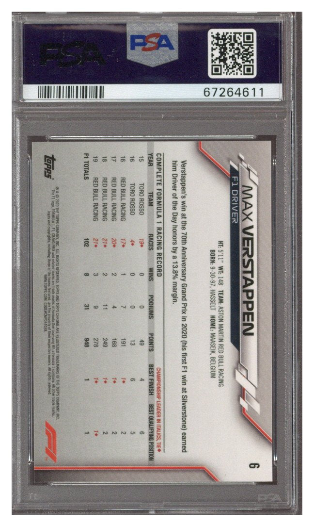 2020 Topps Chrome F1 Max Verstappen #6 PSA 10