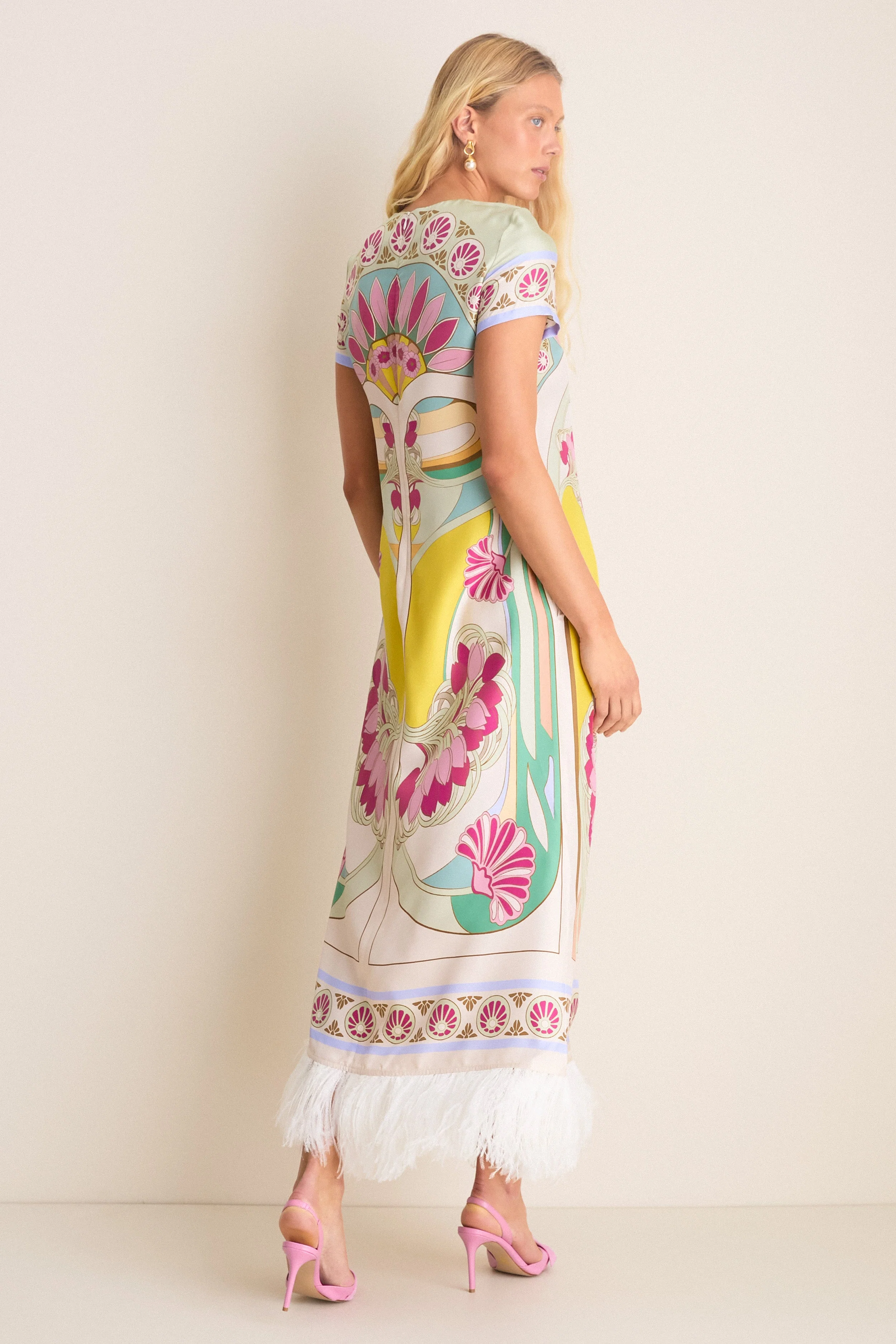 Tulip Placee Swing Dress with Feathers