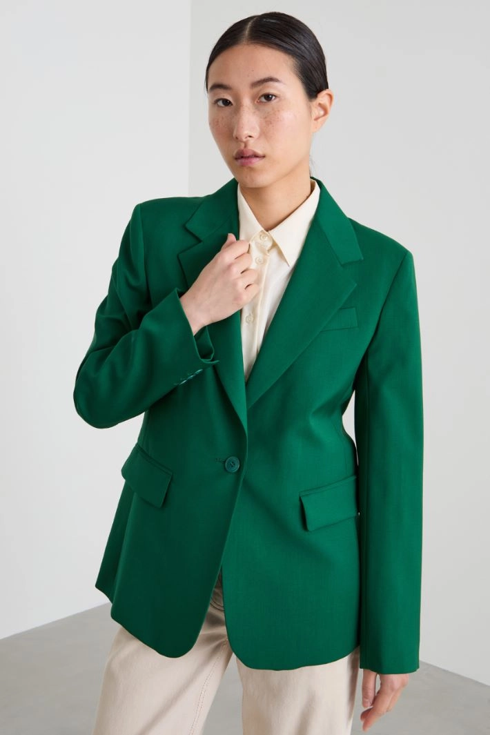 Wool canvas blazer - GREEN