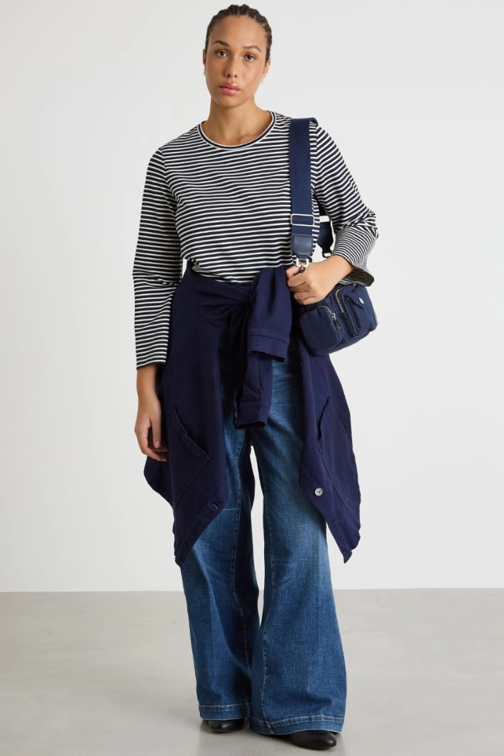 Wide-leg jeans with sailor-style buttons - BLUE