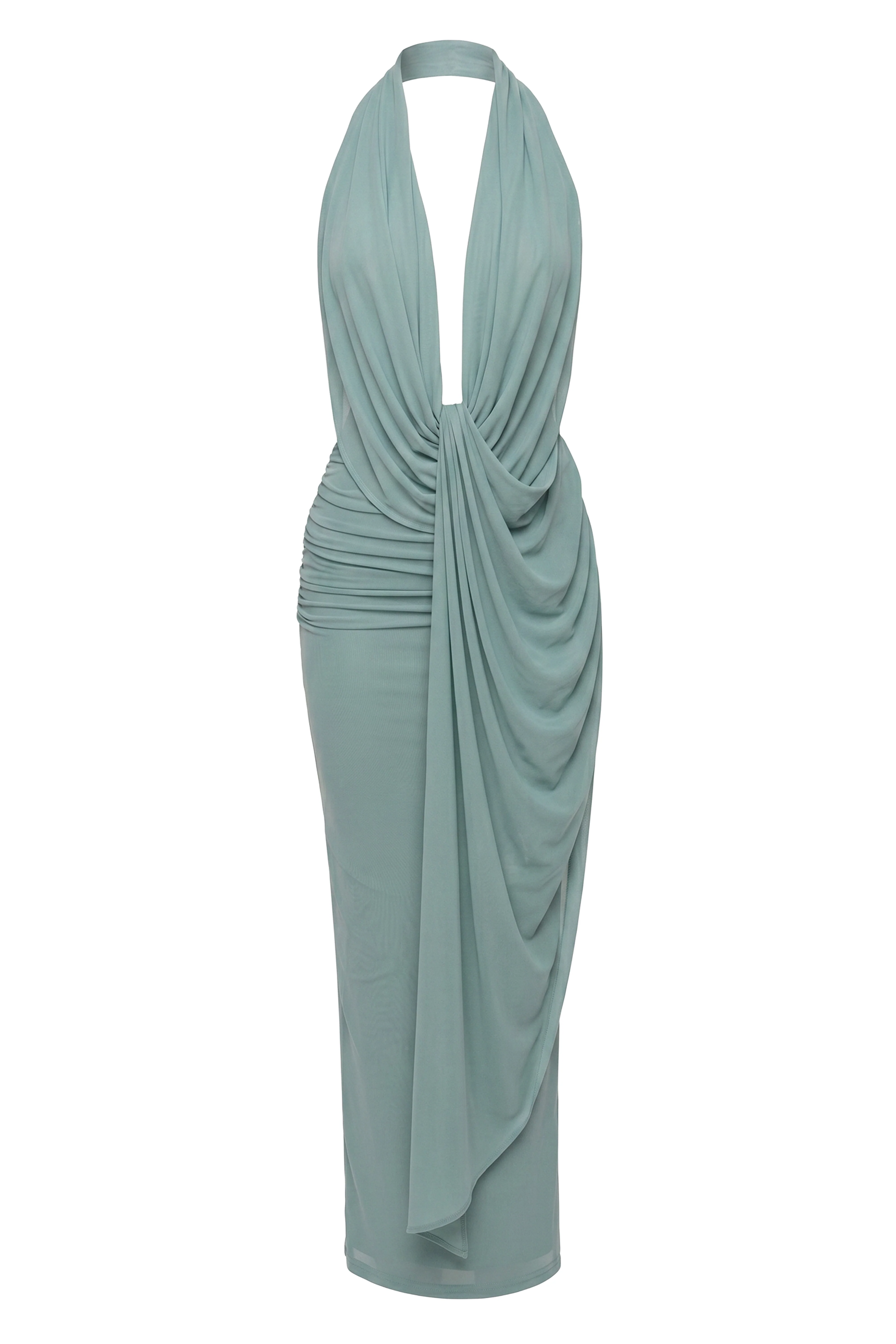 Teal Alaina Plunge Maxi Dress