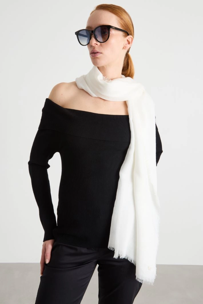 Fringed Shawl - WHITE