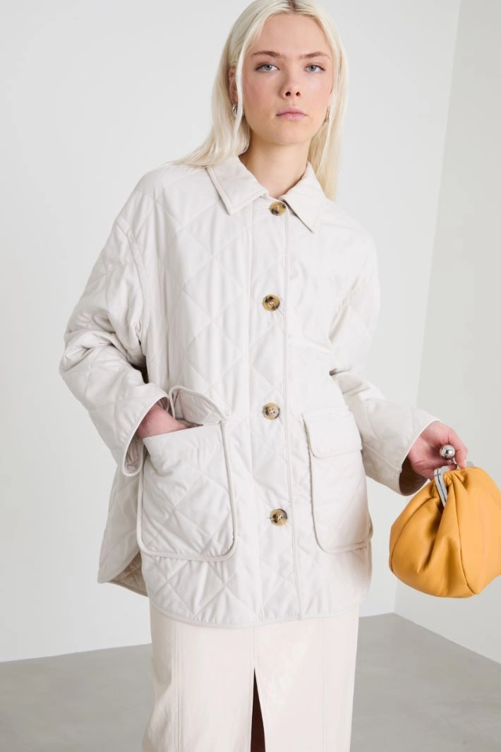 Padded jacket in quilted flannel - WHITE